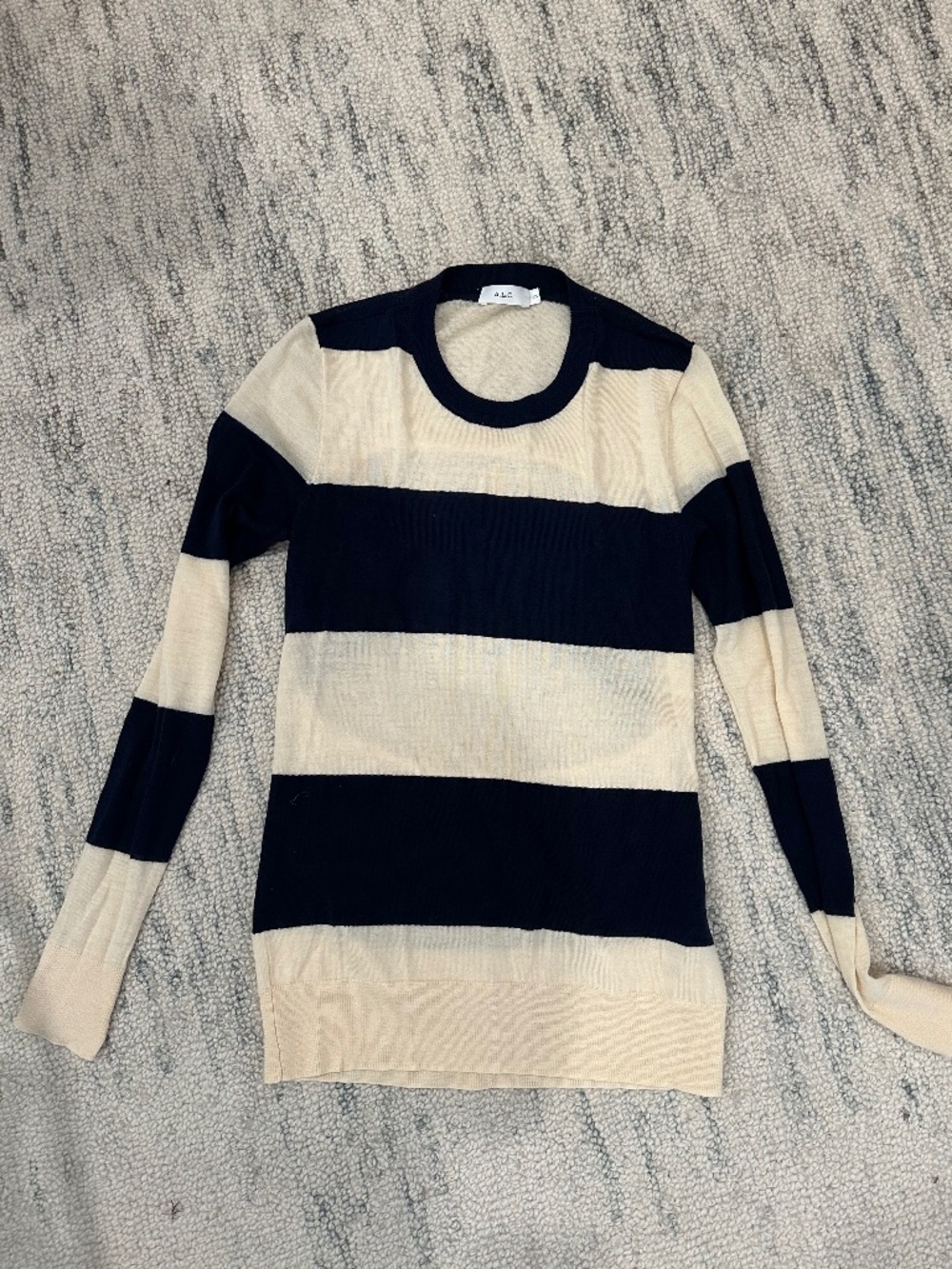A.L.C Lightweight stripped sweater ivory/navy Size XS - 100% Merino Wool